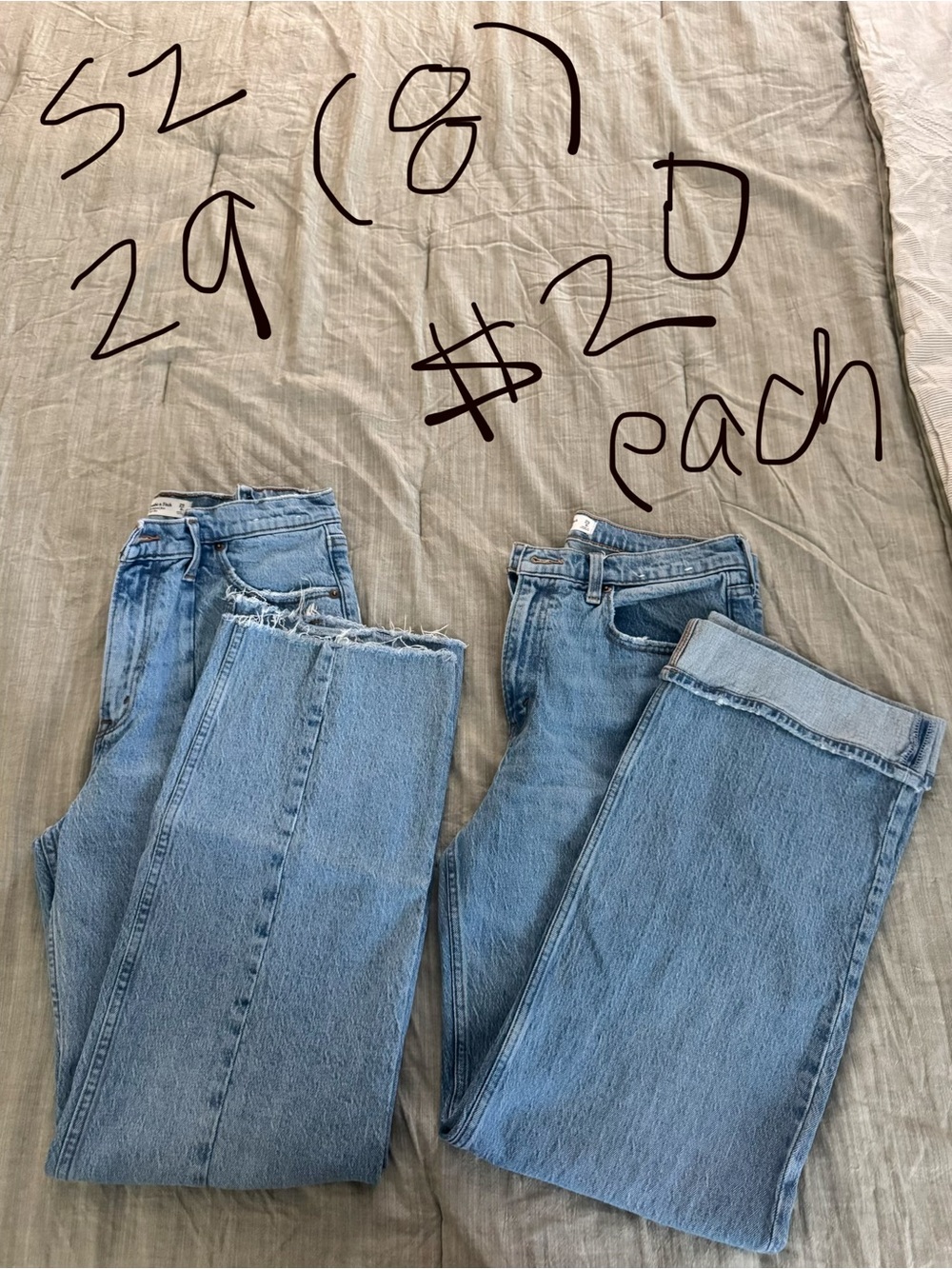 Abercrombie & Fitch Light Blue Wide Leg Jeans - Pair
